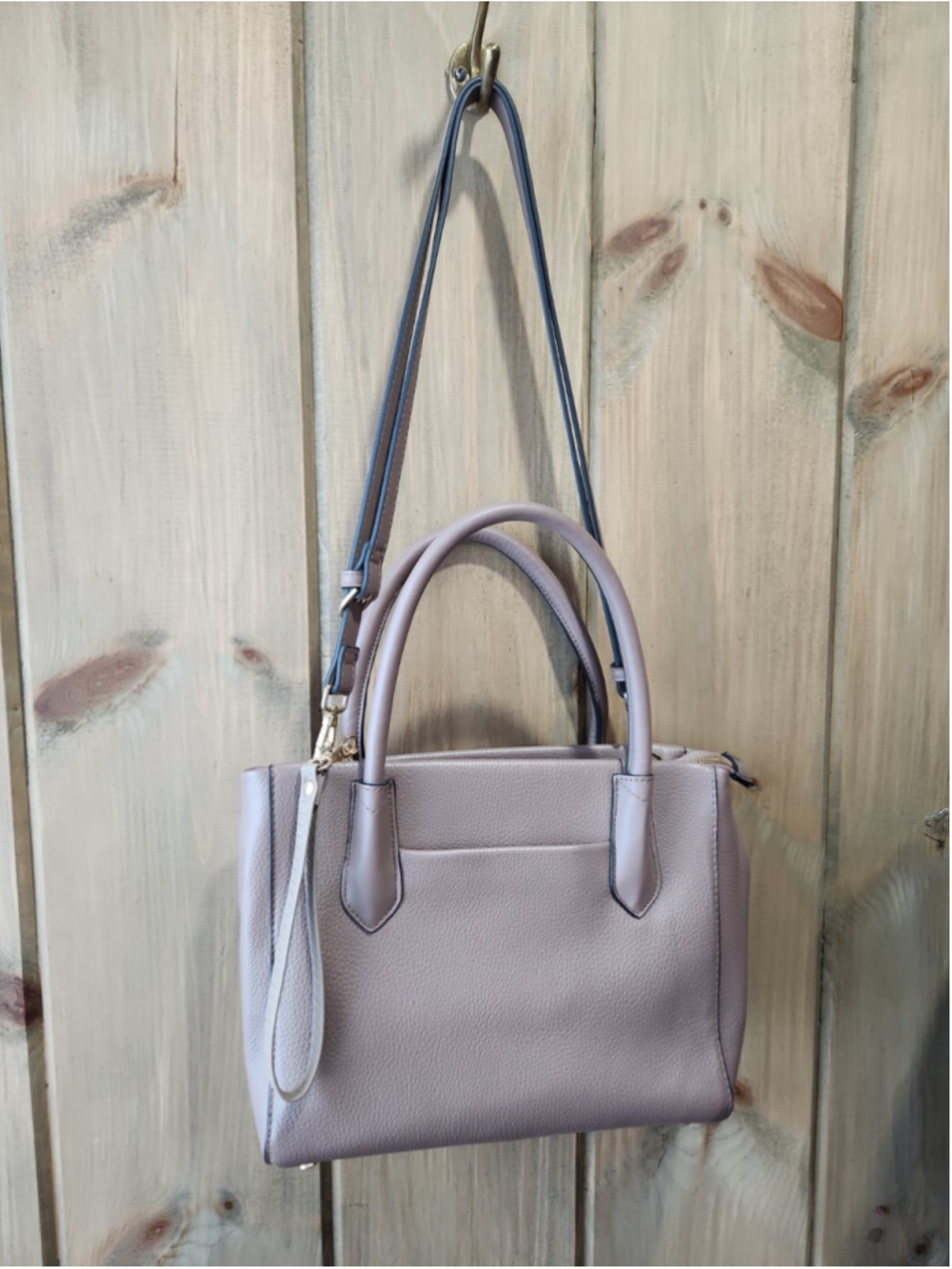 A New Day Khaki Crossbody Bag 10x8x5 Vegan EUC